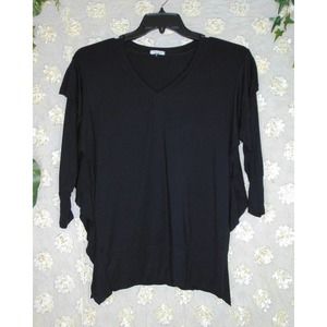 Madre | Women's Long Sleeve Black Blouse Ruffles Batwing Size Small